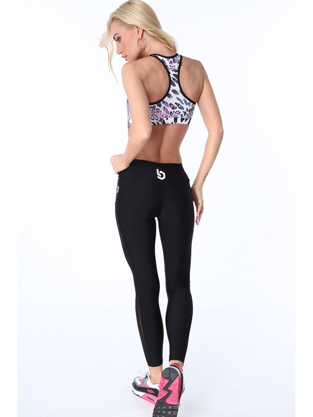 Leggings with a transparent stripe, black MR13861 - Online store - Boutique